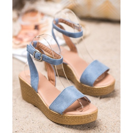 Renda Sandalias de cuña ligeras azul 3