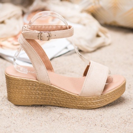 Renda Sandalias de cuña ligeras marrón 3