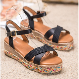 Small Swan Sandalias de moda con cuero ecológico negro 2 Small Swan Sandalias de moda con cuero ecológico negro 2