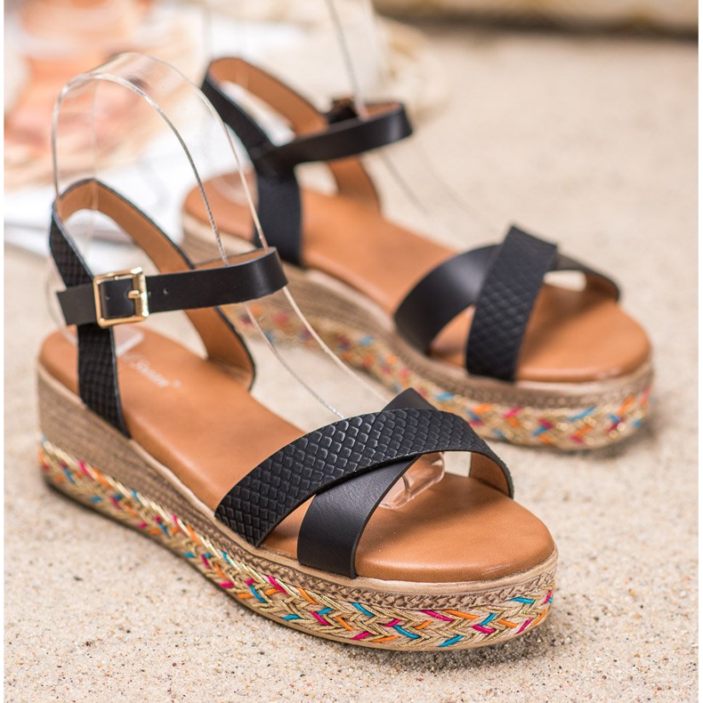 Small Swan Sandalias de moda con cuero ecológico negro 2 Small Swan Sandalias de moda con cuero ecológico negro 2