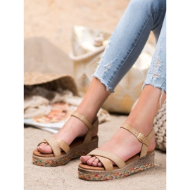 Small Swan Sandalias de moda con cuero ecológico marrón 1