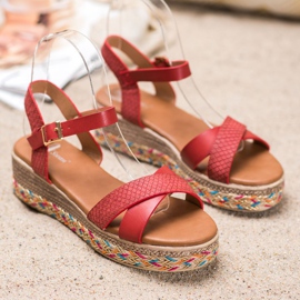 Small Swan Sandalias de moda con cuero ecológico rojo 2 Small Swan Sandalias de moda con cuero ecológico rojo 2