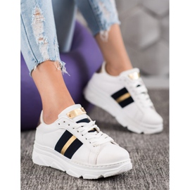 Weide Zapatillas en la plataforma blanco negro amarillo 5