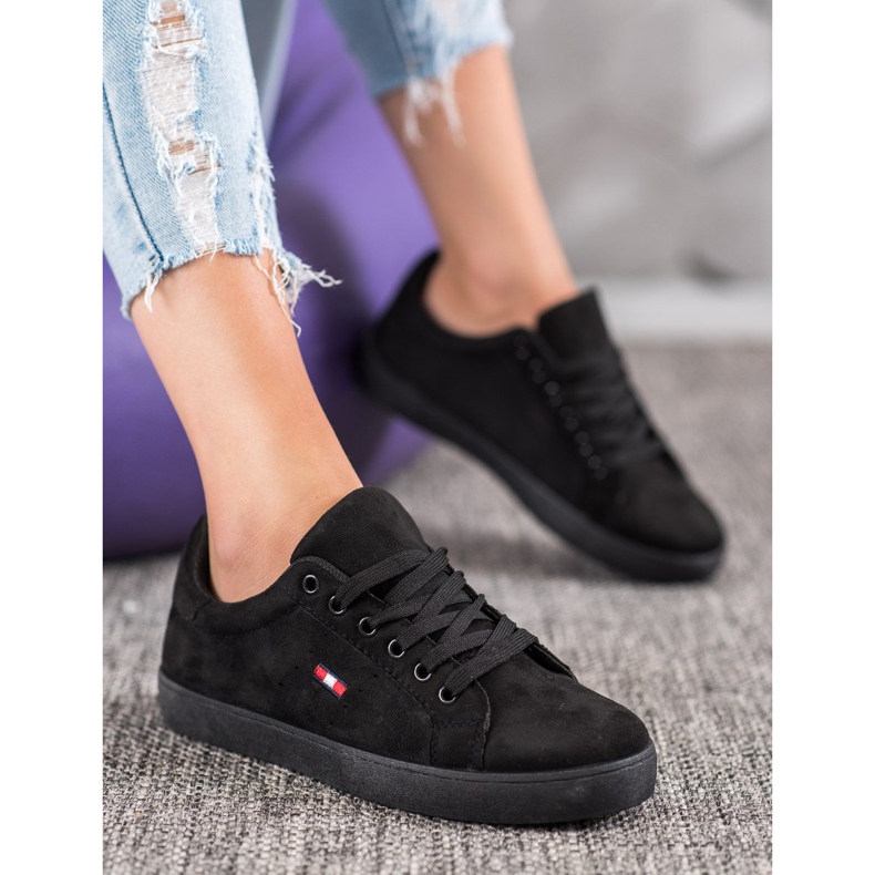 SHELOVET Zapatos deportivos de gamuza negro 1