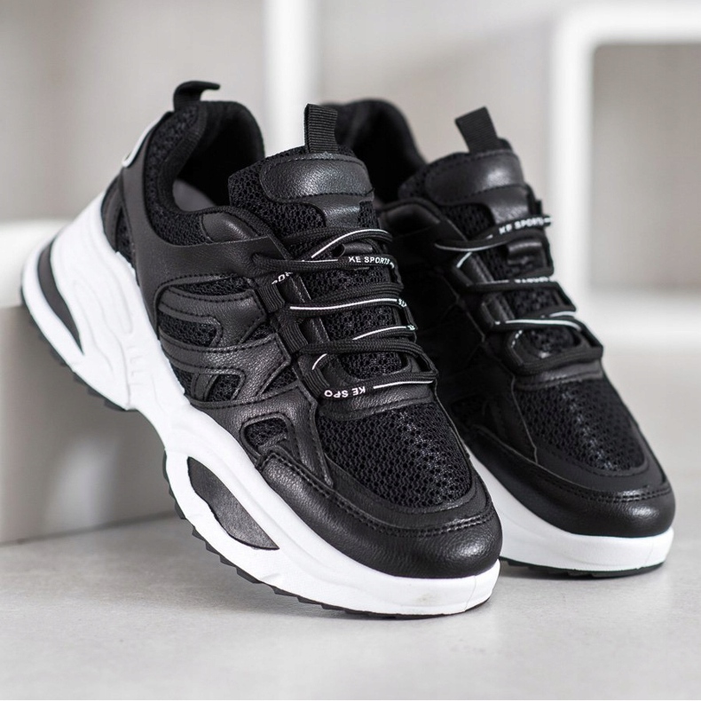 SHELOVET Cómodas zapatillas negras negro 2