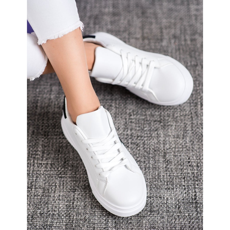 SHELOVET Zapatos de cuero ecológico de moda blanco negro gris 1