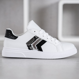 SHELOVET Zapatos de cuero ecológico de moda blanco negro gris 4