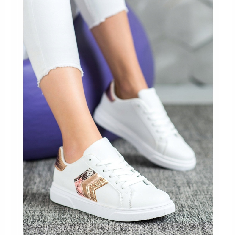 SHELOVET Zapatos de cuero ecológico de moda blanco amarillo 2