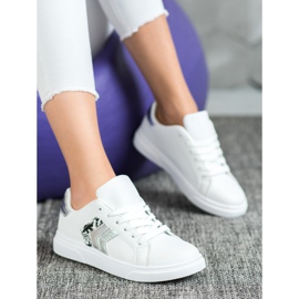 SHELOVET Zapatos de cuero ecológico de moda blanco gris 4