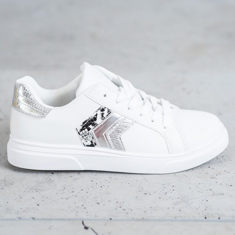 SHELOVET Zapatos de cuero ecológico de moda blanco gris 2