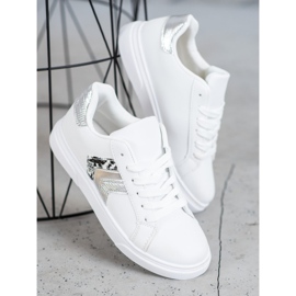 SHELOVET Zapatos de cuero ecológico de moda blanco gris 3