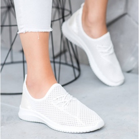 SHELOVET Zapatillas con cordones calados blanco 5