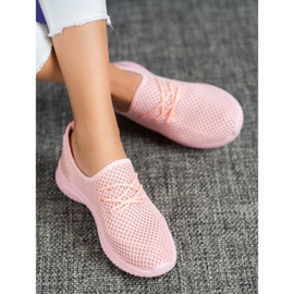SHELOVET Zapatillas con cordones calados rosado 2 SHELOVET Zapatillas con cordones calados rosado 2