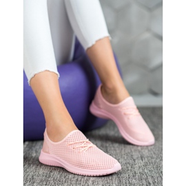 SHELOVET Zapatillas con cordones calados rosa 1