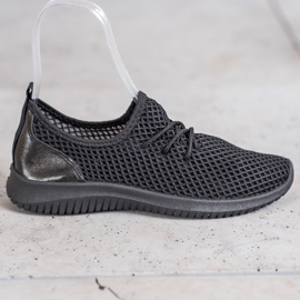 SHELOVET Zapatillas con cordones calados negro 2