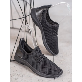 SHELOVET Zapatillas con cordones calados negro 3