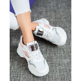 SHELOVET Zapatillas con estilo blanco rosado gris 4