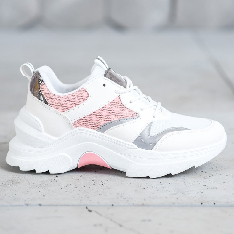 SHELOVET Zapatillas con estilo blanco rosado gris 2