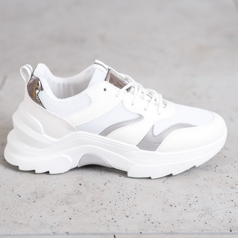 SHELOVET Zapatillas con estilo blanco gris 2 SHELOVET Zapatillas con estilo blanco gris 2