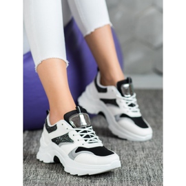 SHELOVET Zapatillas con estilo blanco negro 2