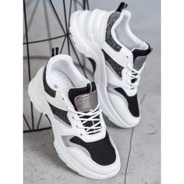 SHELOVET Zapatillas con estilo blanco negro 4