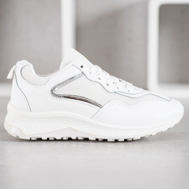 SHELOVET Zapatillas clásicas blancas blanco gris 2