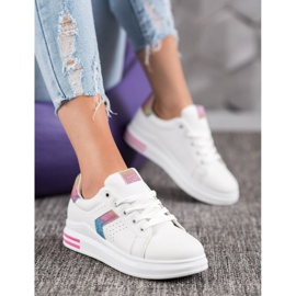SHELOVET Zapatillas con aplicaciones de purpurina blanco multicolor 5