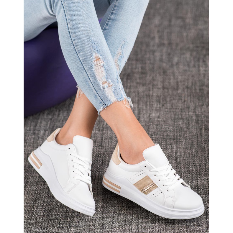 SHELOVET Zapatillas de cuero ecológico blanco 1