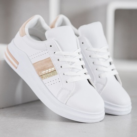 SHELOVET Zapatillas de cuero ecológico blanco 4