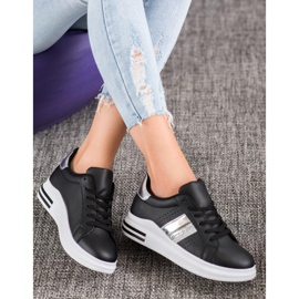 SHELOVET Zapatillas de cuero ecológico negro 2