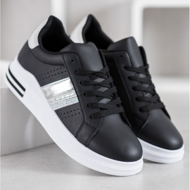 SHELOVET Zapatillas de cuero ecológico negro 3