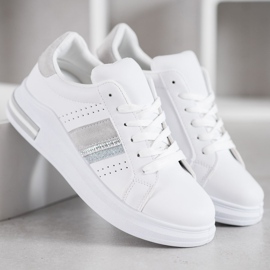 SHELOVET Zapatillas de cuero ecológico blanco 5