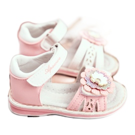 Apawwa Sandalias para niños con Velcro Flor Rosa Mino blanco 4