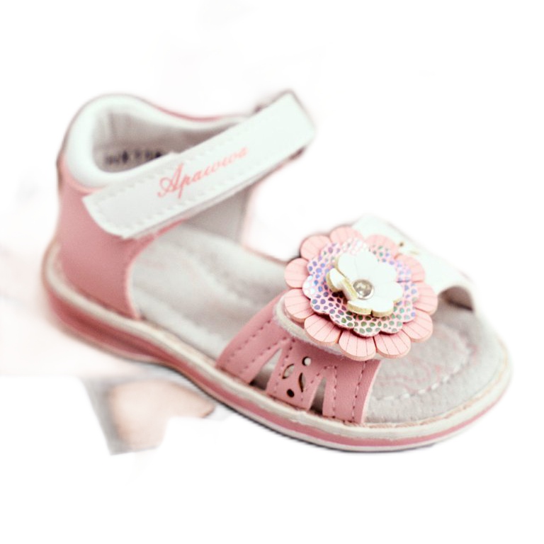 Apawwa Sandalias para niños con Velcro Flor Rosa Mino blanco rosado 2