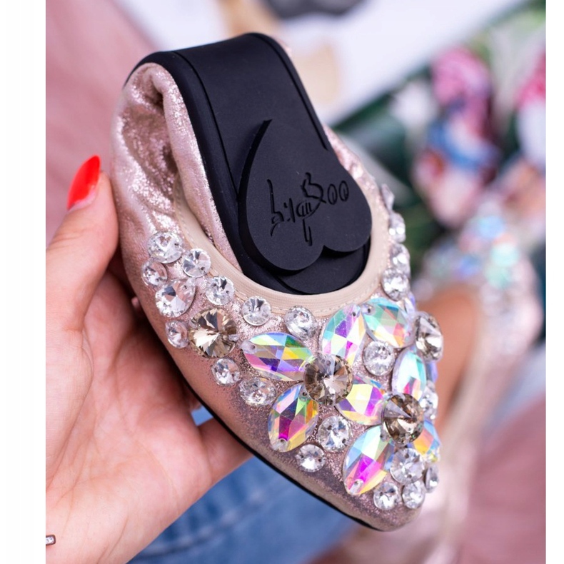 Lu Boo Golden Ballerinas en Elastic Stones Even dorado 4