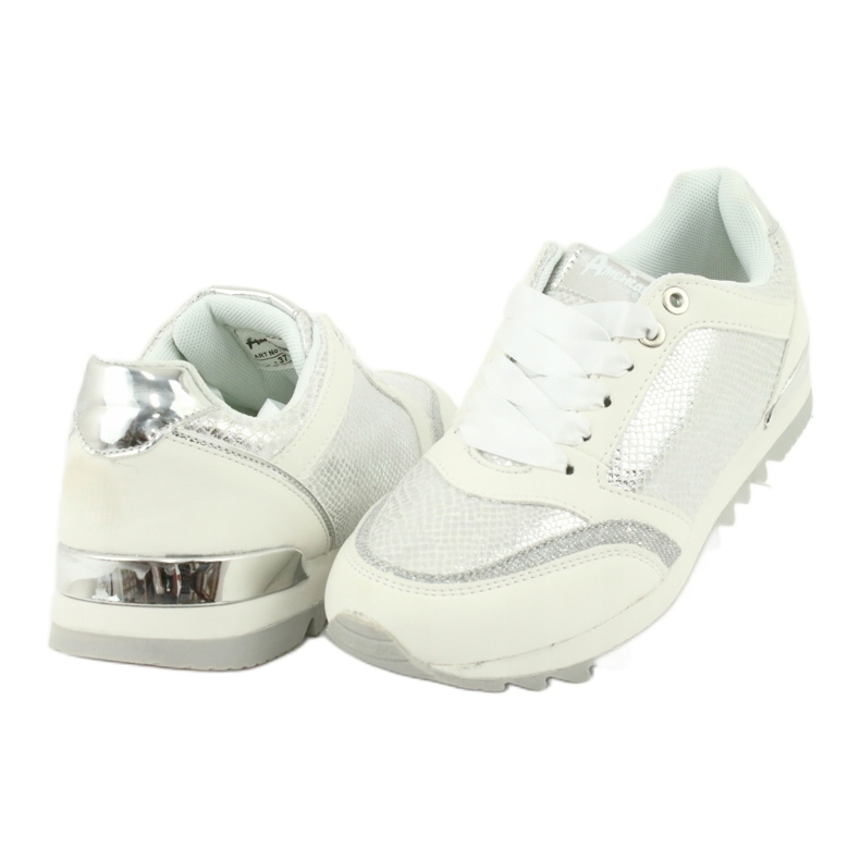 American Club Zapatos deportivos femeninos 16355 blanco/plata gris 3