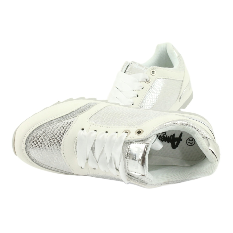 American Club Zapatos deportivos femeninos 16355 blanco/plata gris 4