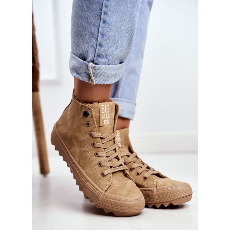 Zapatillas de mujer Big Star High Warm Camel GG274072 marrón 1