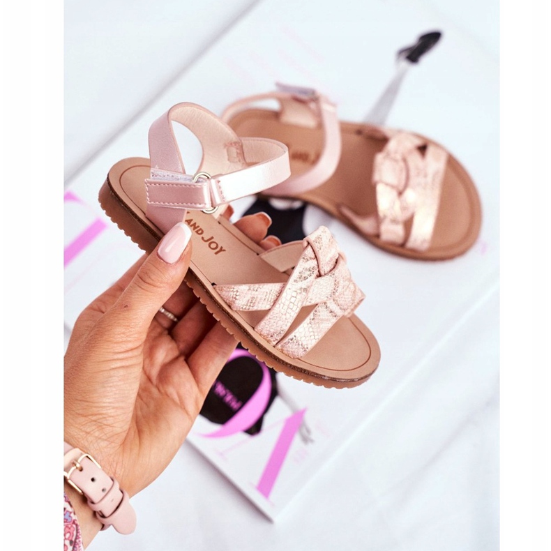 FRROCK Sandalias Infantiles Con Velcro Para Niña Rosa Lilo rosado amarillo 2