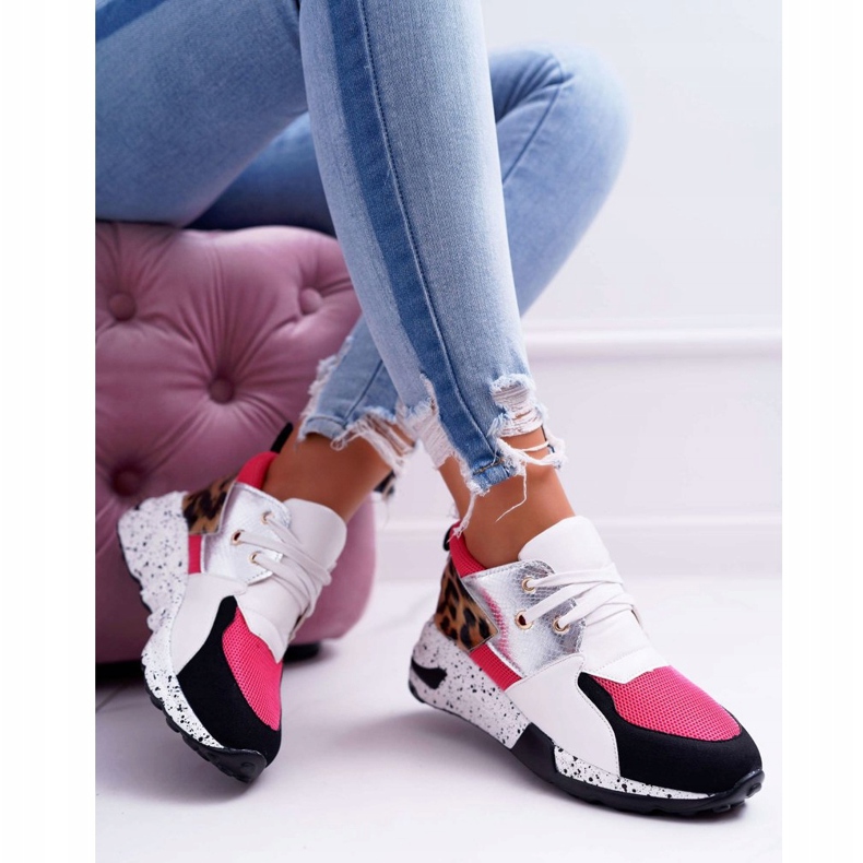 Zapatos Deportivos De Mujer Lu Boo Con Patrón De Leopardo Blanco Malibu negro rosa plata 2
