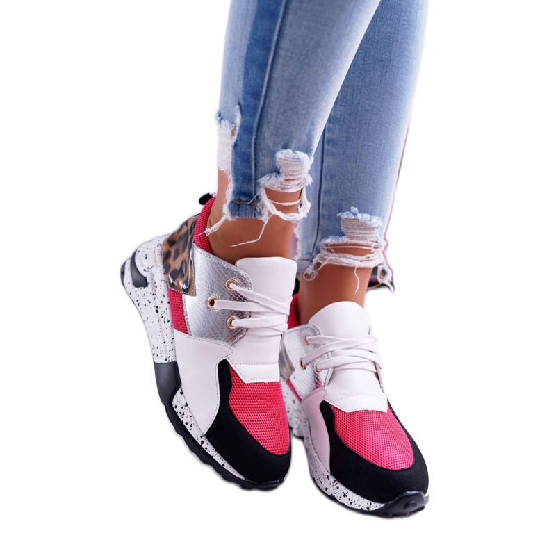 Zapatos Deportivos De Mujer Lu Boo Con Patrón De Leopardo Blanco Malibu negro rosado plata 1