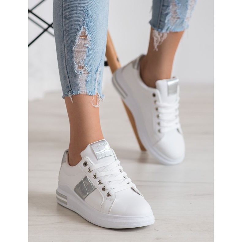 RTX WALK Zapatillas con inserciones plateadas blanco gris 1 RTX WALK Zapatillas con inserciones plateadas blanco gris 1