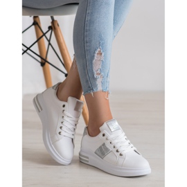 RTX WALK Zapatillas con inserciones plateadas blanco gris 2 RTX WALK Zapatillas con inserciones plateadas blanco gris 2