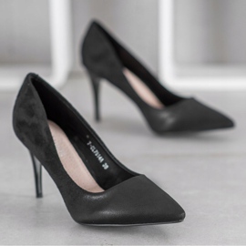 SHELOVET Tacones altos negros con estilo 1