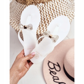 LU BOO Pantuflas de Mujer Blancas Meliski con Lazo Lentejuelas Morello blanco 4