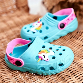 Bona Pantuflas Infantiles Foam Crocs Blue Unicorn Lily violeta azul 2