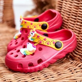 PB2 Pantuflas Infantiles Foam Crocs Pink Unicorn Lily rosa amarillo 1