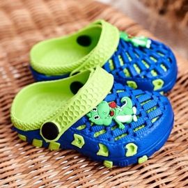 Pantuflas Infantiles Foam Crocs Cocodrilo Azul Marino Casper amarillo 1