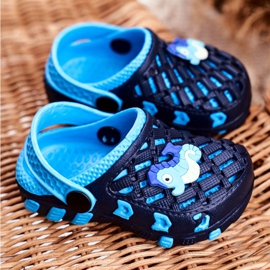 Pantuflas Infantiles Foam Crocs Black Seahorse Casper negro azul 2