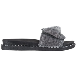 Pantuflas VINCEZA Glitter negro gris 5